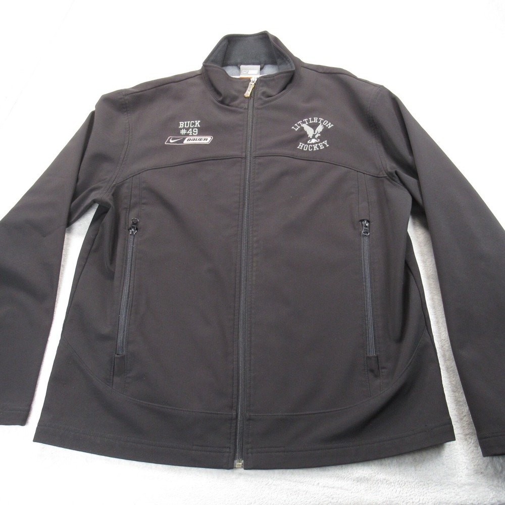 Nike x Bauer Hockey Jacket Men Medium Black Littleton Hawks Logo Full Zip
